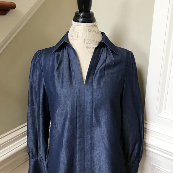 Charlotte Brody Laurel Blouse Shirt Top Womens Medium Blue Chambray Long Sleeve - Picture 3 of 9